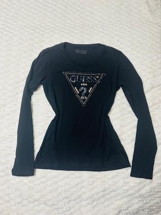 Čierne tričko s korálkami zn. guess originál, guess,m