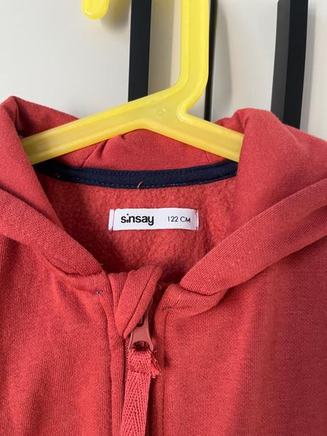 Detská oranžovo-červená mikina na zips s kapucňou, sinsay,122