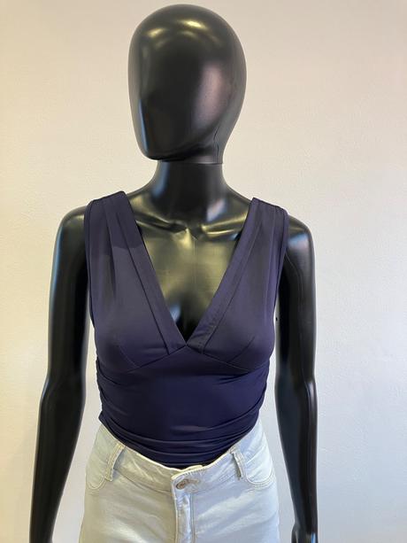 Dámske tričko nariasené tmavomodré shein (xs), xs