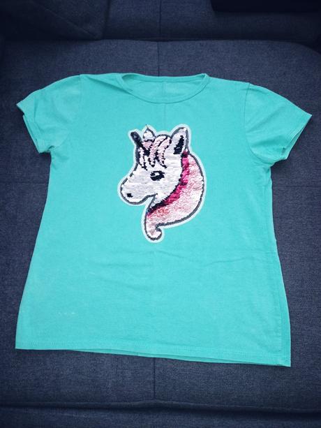 Dievčenské tričko jednorožec, flitrové, č. 12, 158