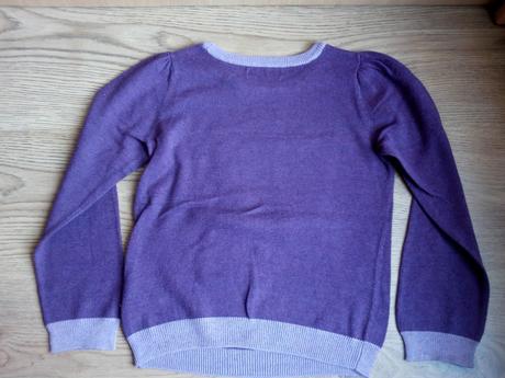 Fialový svetrík s mačkou, h&m,116