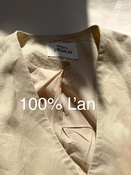 Dámska ľanová vesta bonprix premium béžová, bonprix,l