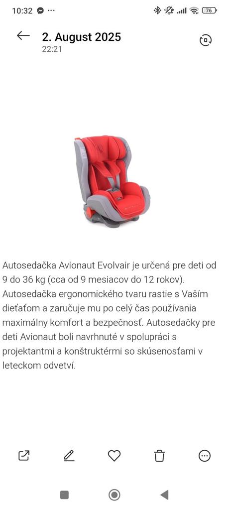 Detská autosedačka, avionaut