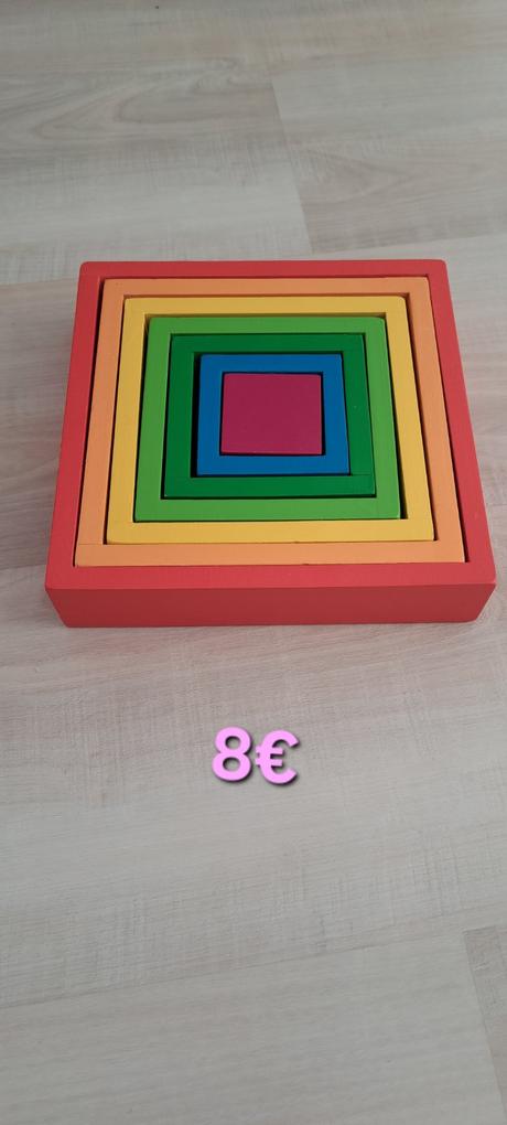 Drevená dúhová skladačka štvorce, 