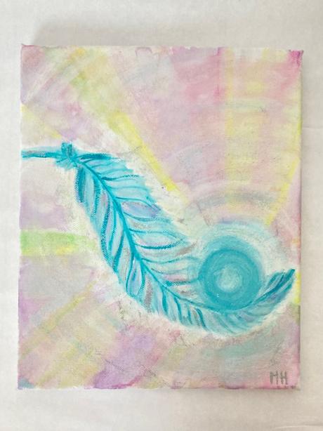 Abstraktný obraz pierka na plátne, 