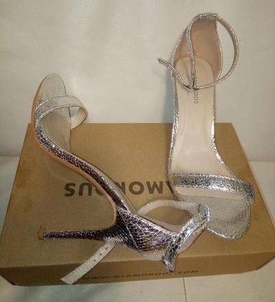 Strieborné glamorous sandálky, 38