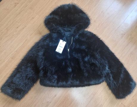 Kožušinová bunda / kabát, trend zara, zara,xs