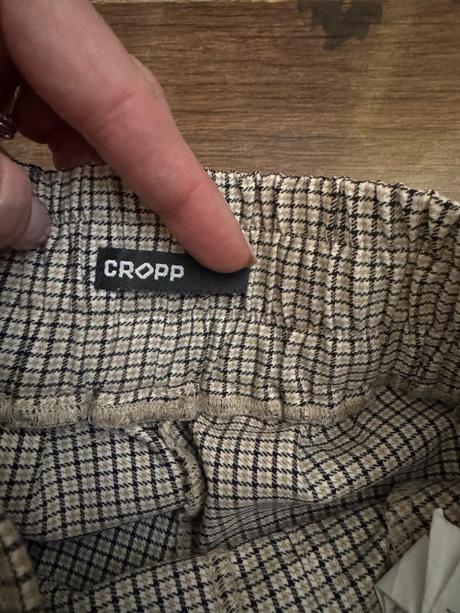 Elastické kárované nohavice cropp s vyšším pásom, 32