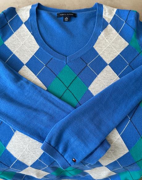Tommy hilfiger pulóver - argyle vzor, tommy hilfiger,xs