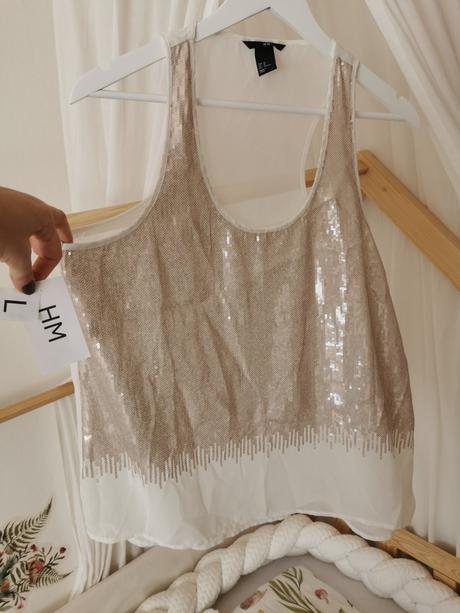 Elegantny top s flitrami hm, h&m,l