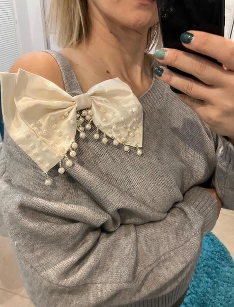 Dámsky sveter s veľkou mašľou (uni), l / m / xl