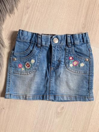 Dievčenská džínsová sukňa s kvetmi kiki&koko (110), kiki&koko,110