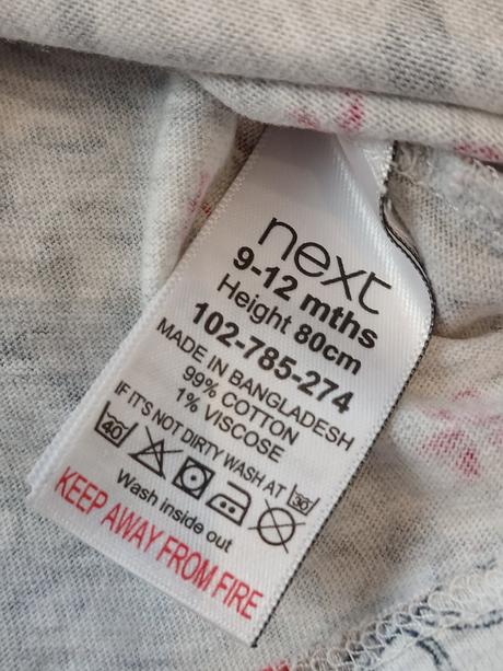 Dievčenské tričko so vzorom sivé next (80), next,80