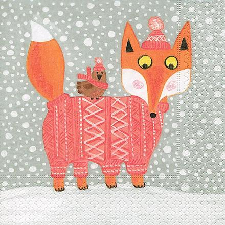 Servítka líštička v snehu 4ks (s57),