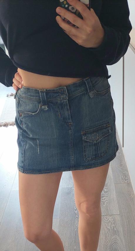 Riflová sukňa, mango,s