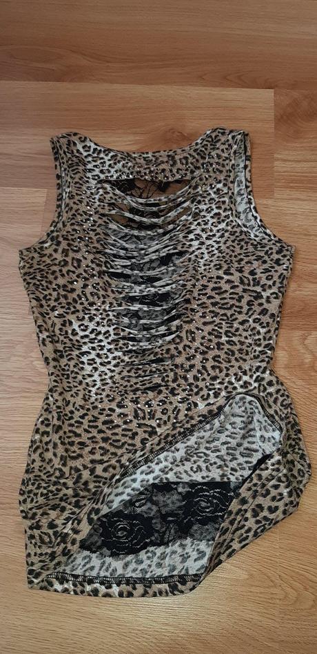 Leopardí čipkovaný top, xs