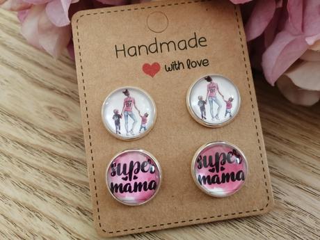 Náušnice napichovačky super mama dvojičky, 