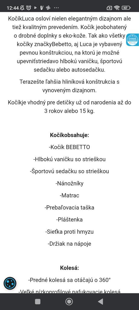 Kočík bebetto luca dvojkombinácia, bebetto,bebetto luca