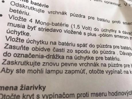 Prenosné svietidlo na baterky,