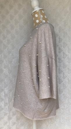 Jemný béžový pulóver s perličkami, zara,s