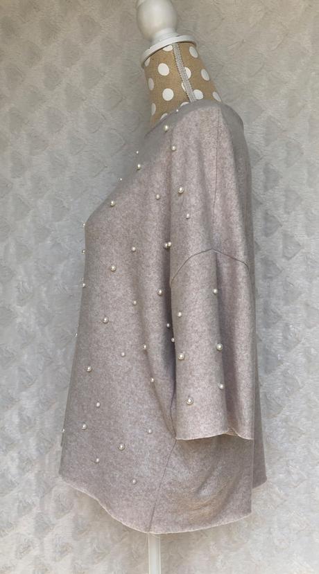 Jemný béžový pulóver s perličkami, zara,s