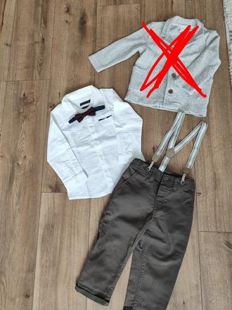 Nohavice na traky a košeľa s motýlikom, h&m,92