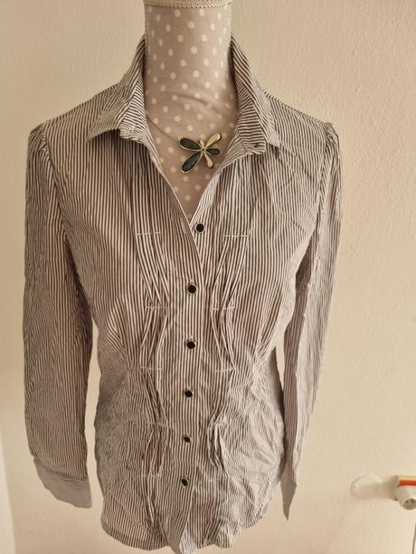 Biela blúzka s čiernymi pásikmi orsay 40, orsay,40