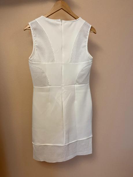 Biele šaty amisu elegantné po kolená midi, amisu,40 / 42 / l / xl