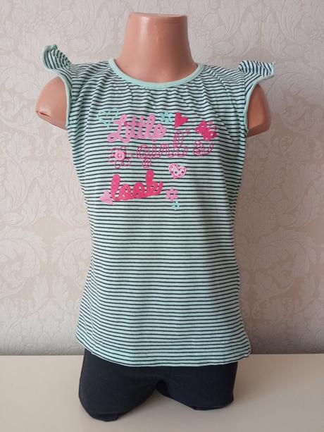 Dievčenské tričko s nápisom a volánikmi (134), loap,134