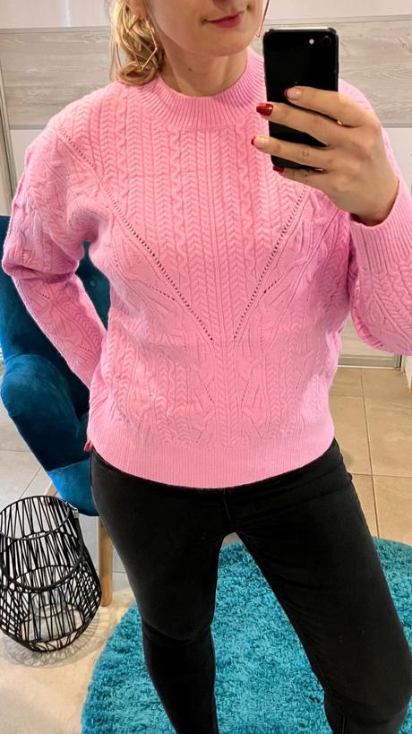 Dámsky sveter zo vzorovaného úpletu ružový (uni), l / m / s / xl