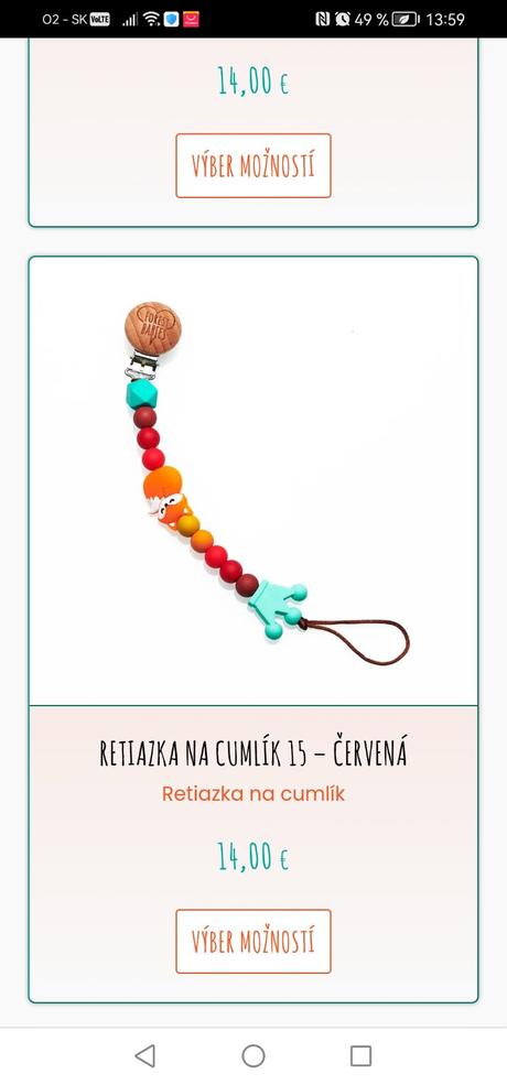 Šnúrka na cumlík, set, 