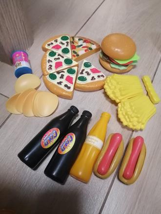 Plastové jedlo sada fast food, 