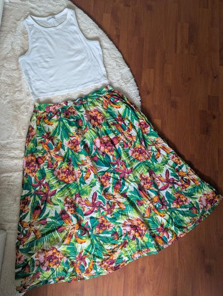 Letný set (top+midi sukňa) 46/48, kik,46