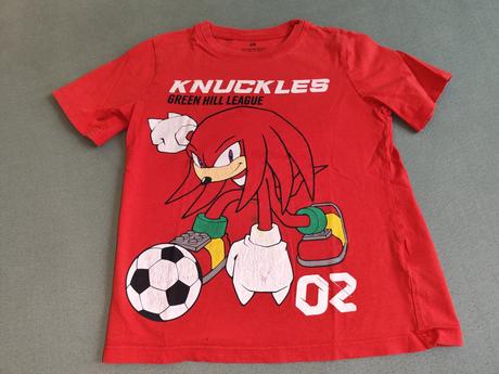 3x tričko ježko sonic + knuckles, h&m,122