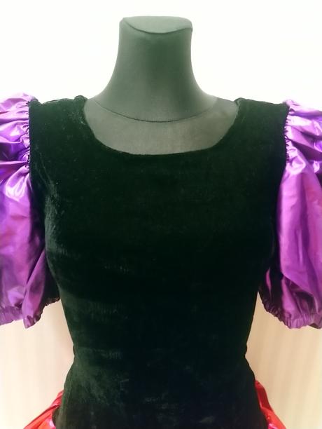 Dámsky čierny - fialovo ružový - kostým šaty, s,