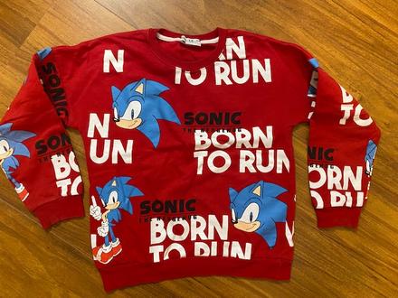 Červená mikina sonic 134 cm, 9-10 rokov, 134