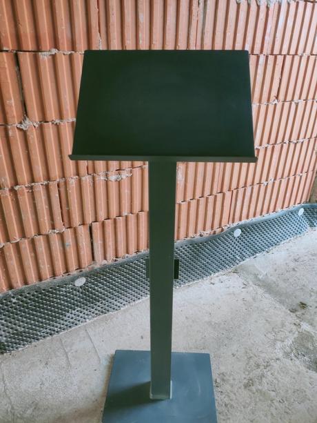 Kovový rečnícky pult, hliníkový, čierny, 130 cm,