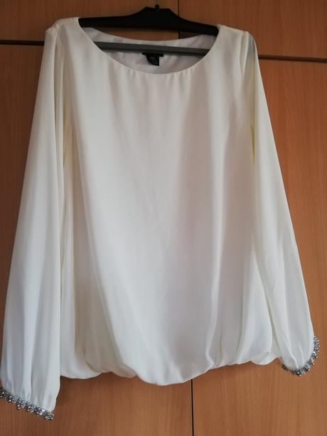 Biela blúzka s ozdobným rukávom, f&f,40