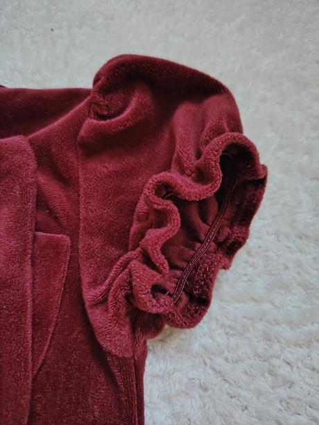 Bordové velúrove šaty s krátkym rukávom, h&m,92