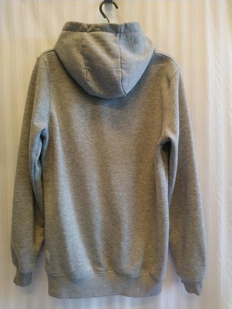 Pánska sivá mikina s kapucňou, motív, suck, s, s