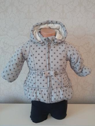 Dievčenská bodkovaná zimná bunda (9-12 mes.), fagottino,74