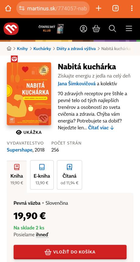 Kniha nabitá kuchárka (fit recepty), 