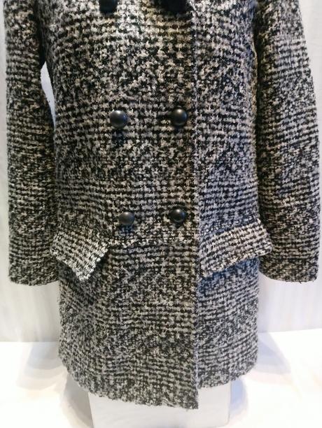 Čierno bielosivý acrylovo vlnený kabát orsay 36/38, orsay,38