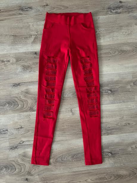 Červené nohavice a tepláky na traky, xs