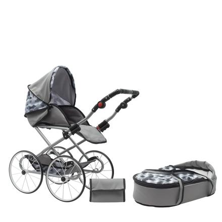 Detský retro kočík pre bábiky 2v1  sivý, 