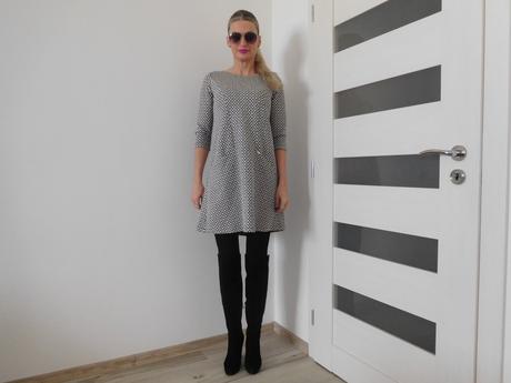 Šaty úpletové jemné kocky, s/m, s