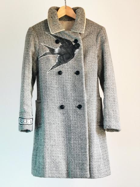 Autorský vlnenný kabát, xs