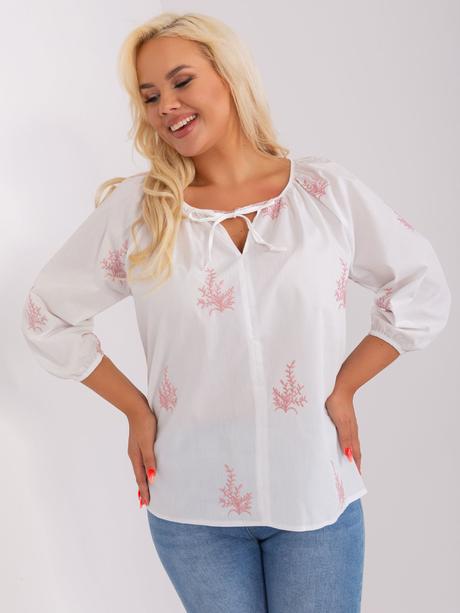 Biela vyšívaná plus size blúzka, l / m / xl