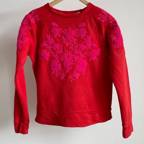 H&m červenoružová mikina s nášivkou crewneck, h&m,xs