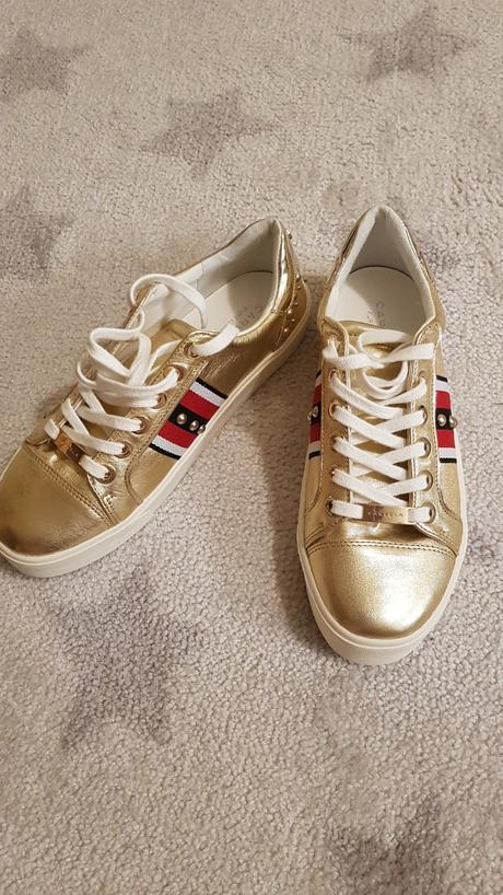 Kozene tenisky v zlatej farbe, 38